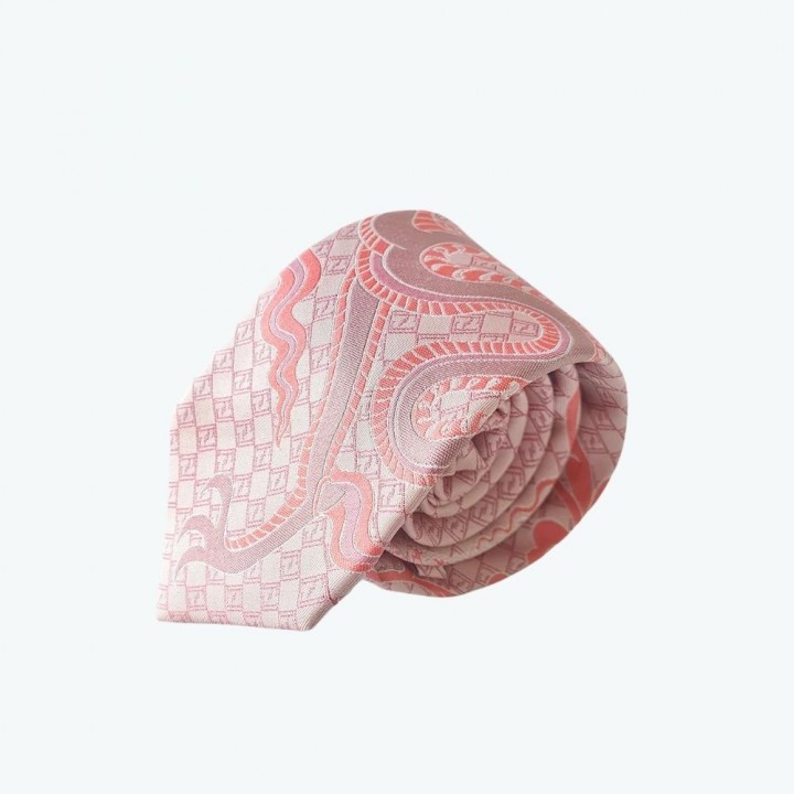 Tie with Pink Dragon Pattern - 146*7 cm